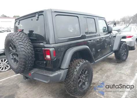 2025 Jeep Wrangler 4-Door Willys 4X4 z USA, uszkodzony, nr VIN 1C4PJXDNXSW509538